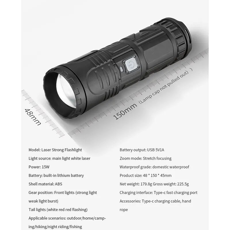 Powerful USB Rechargeable Telescopic Zoom LED Flashlight - SmartDzone