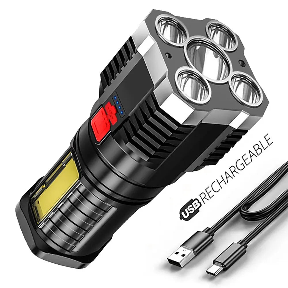 Rechargeable 5LED High-Power Flashlight with Side Light - SmartDzone