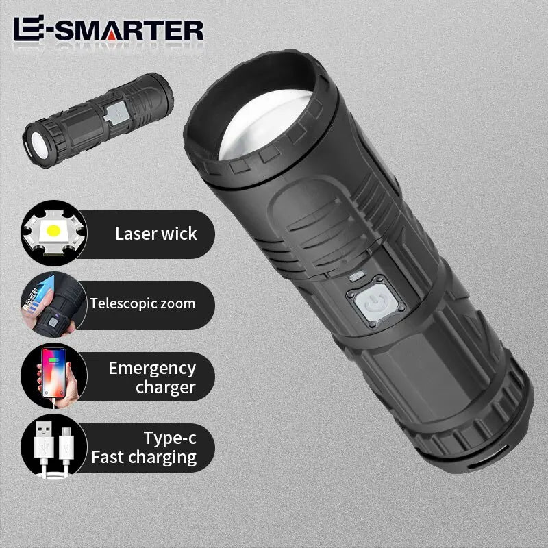 Powerful USB Rechargeable Telescopic Zoom LED Flashlight - SmartDzone