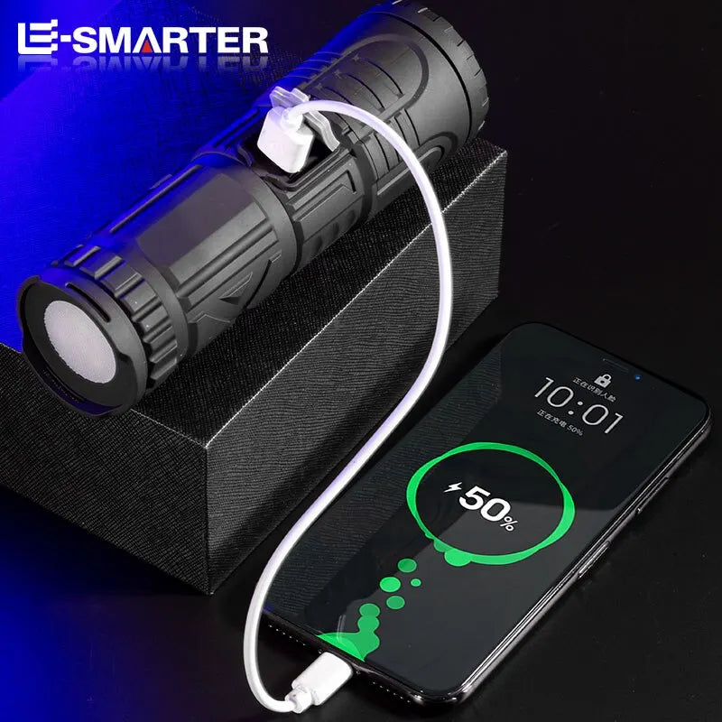 Powerful USB Rechargeable Telescopic Zoom LED Flashlight - SmartDzone