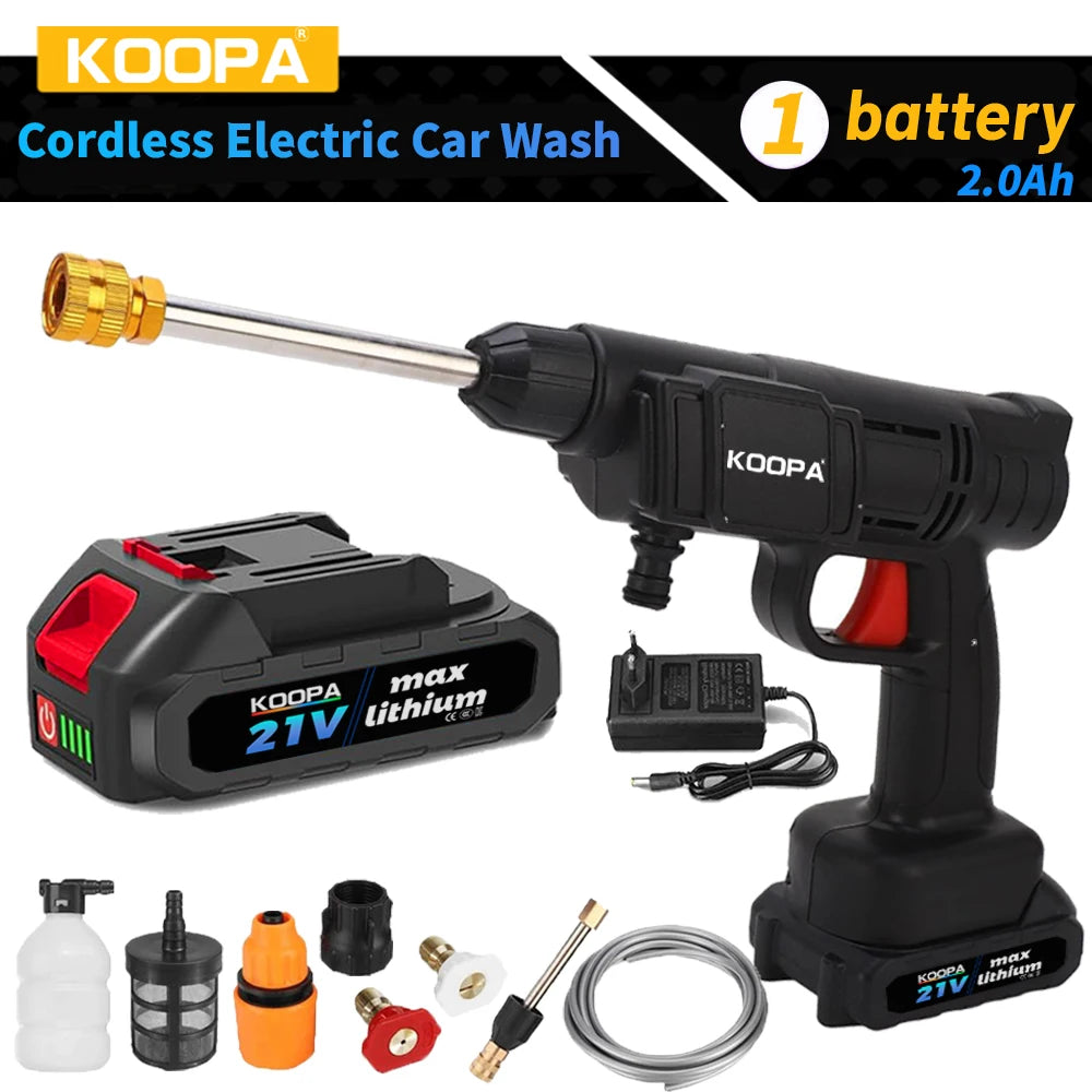 Koopa 60Bar Cordless High-Pressure Car Wash Spray Gun & Foam Generator - SmartDzone