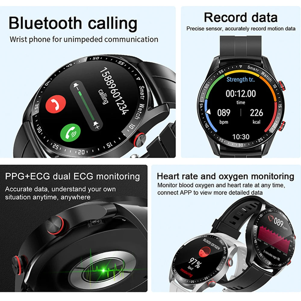 Premium Smartwatch: ECG+PPG, Bluetooth Calls, Music, Sports Mode, Waterproof - SmartDzone