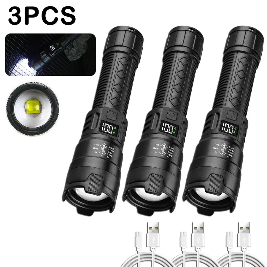 Ultra-Bright 2000LM LED Rechargeable Flashlight with Power Display - SmartDzone