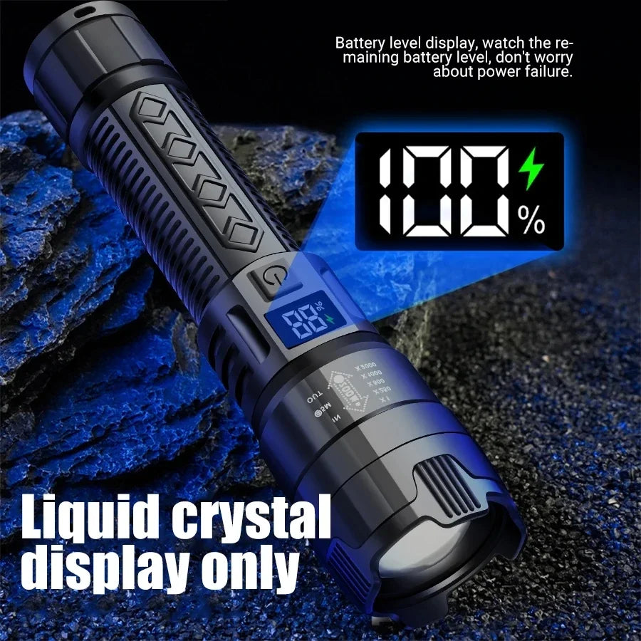 Ultra-Bright 2000LM LED Rechargeable Flashlight with Power Display - SmartDzone