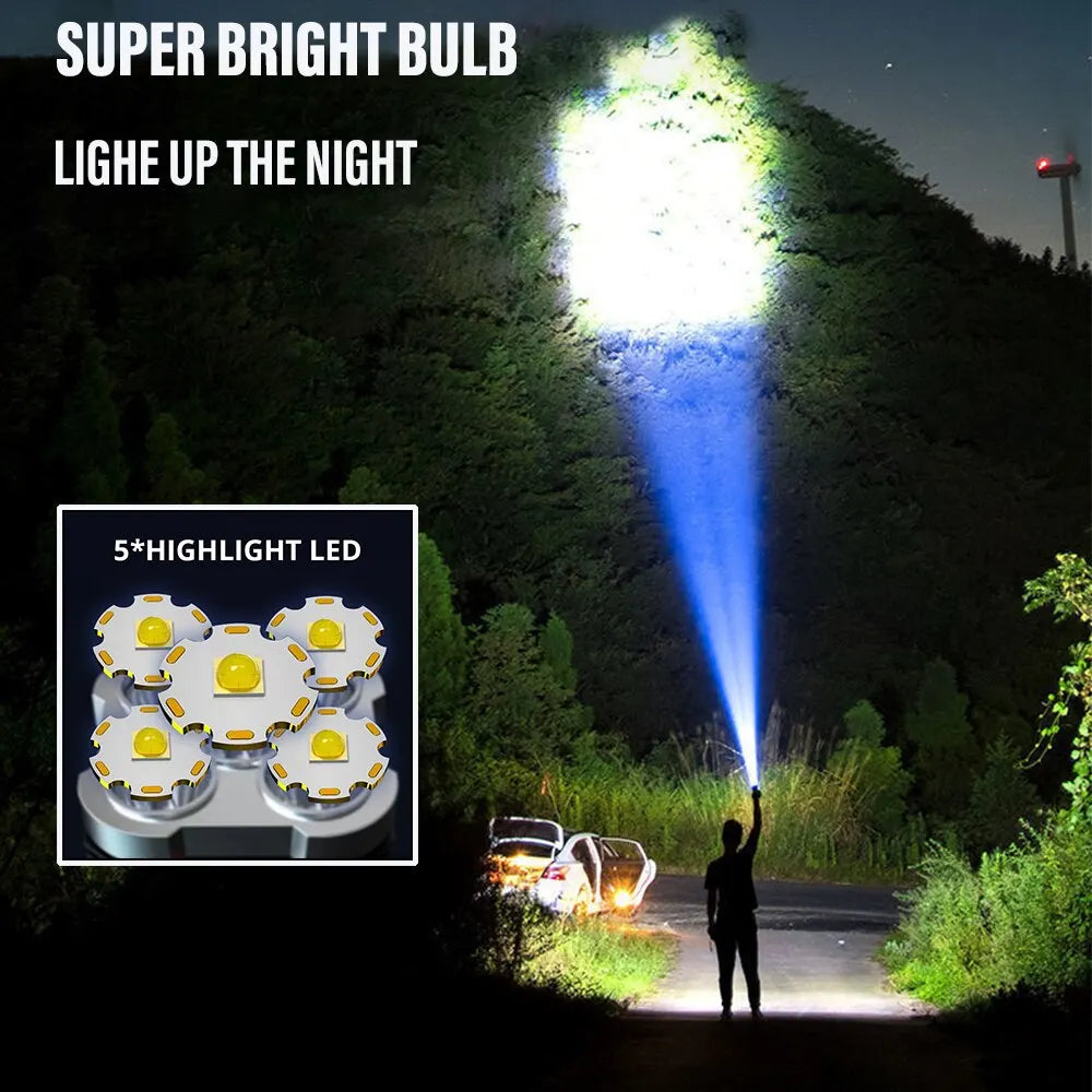 Rechargeable 5LED High-Power Flashlight with Side Light - SmartDzone