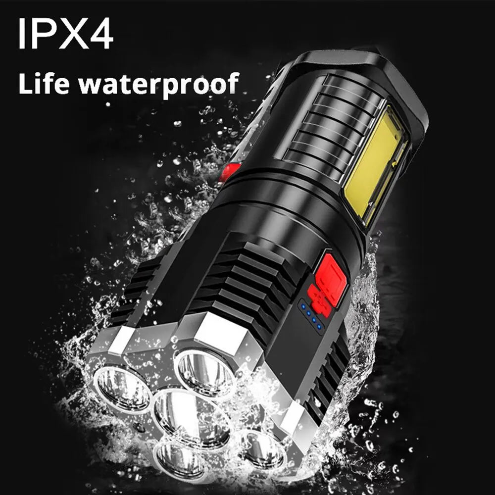 Rechargeable 5LED High-Power Flashlight with Side Light - SmartDzone