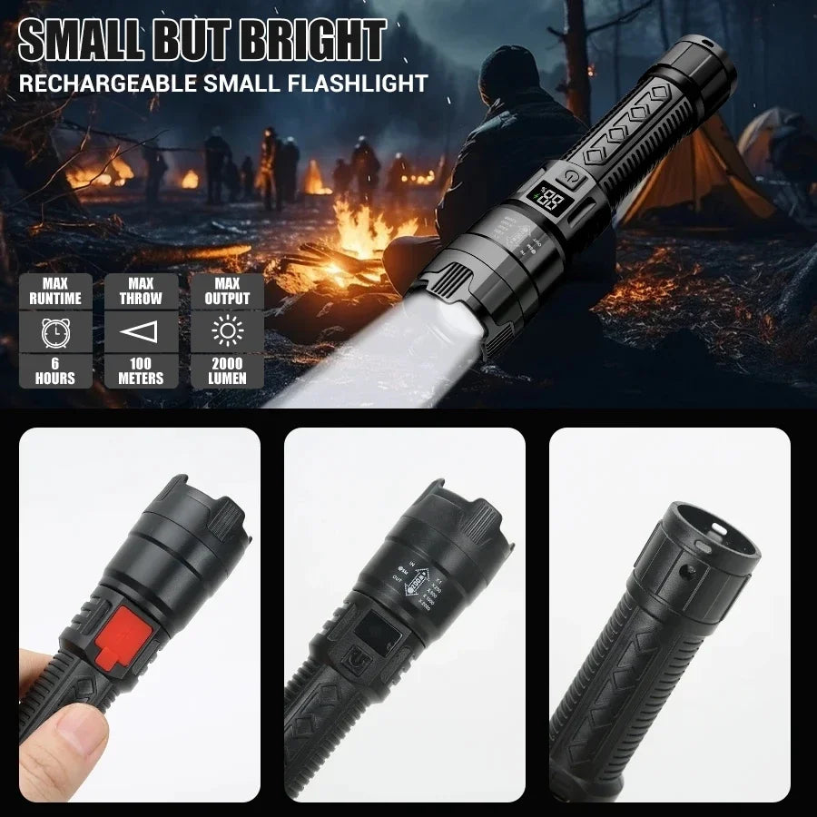 Ultra-Bright 2000LM LED Rechargeable Flashlight with Power Display - SmartDzone