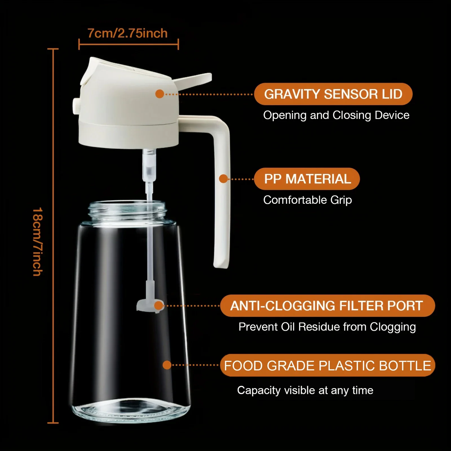 2-in-1 Oil Dispenser 500ml Plastic Bottle - SmartDzone